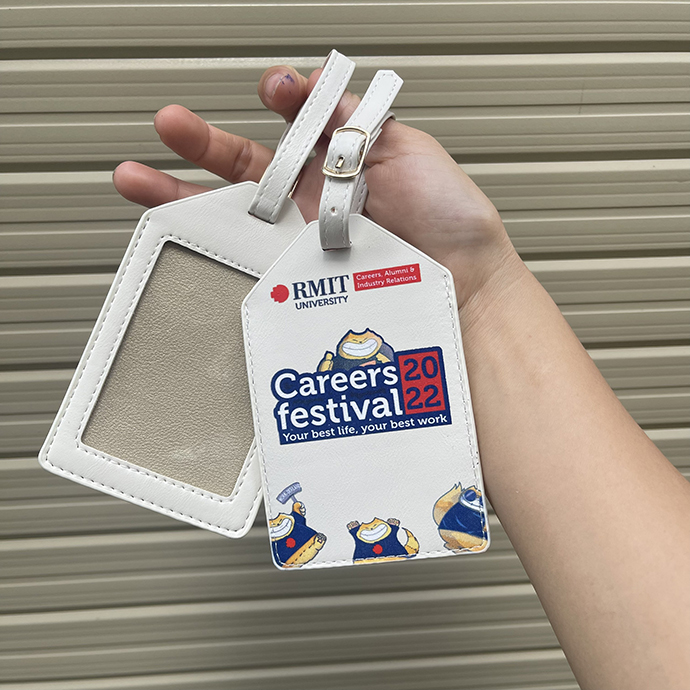 THẺ ĐEO BẢNG TÊN BẰNG DA IN LOGO CHO VALI - HÀNH LÝ